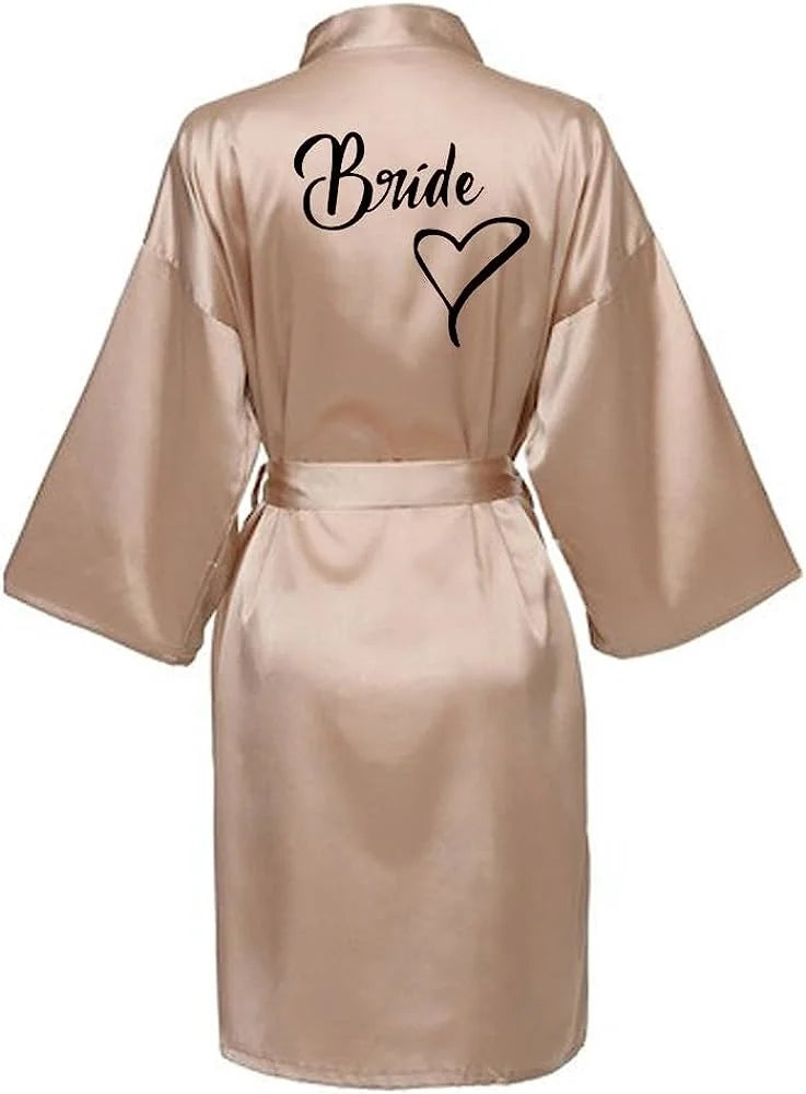 Women Silk Satin Short Night Printing Robe Kimono Robe Fashion Bath Robe Sexy Bathrobe Femme Wedding Bride Bridesmaid M024
