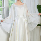 Solid Color Loose Fit Chiffon Cover Up Transparent Cloak Sheer Shawl Top Bohemian Elegant Chiffon Sunscreen Outerwear Party - Matrix Studios