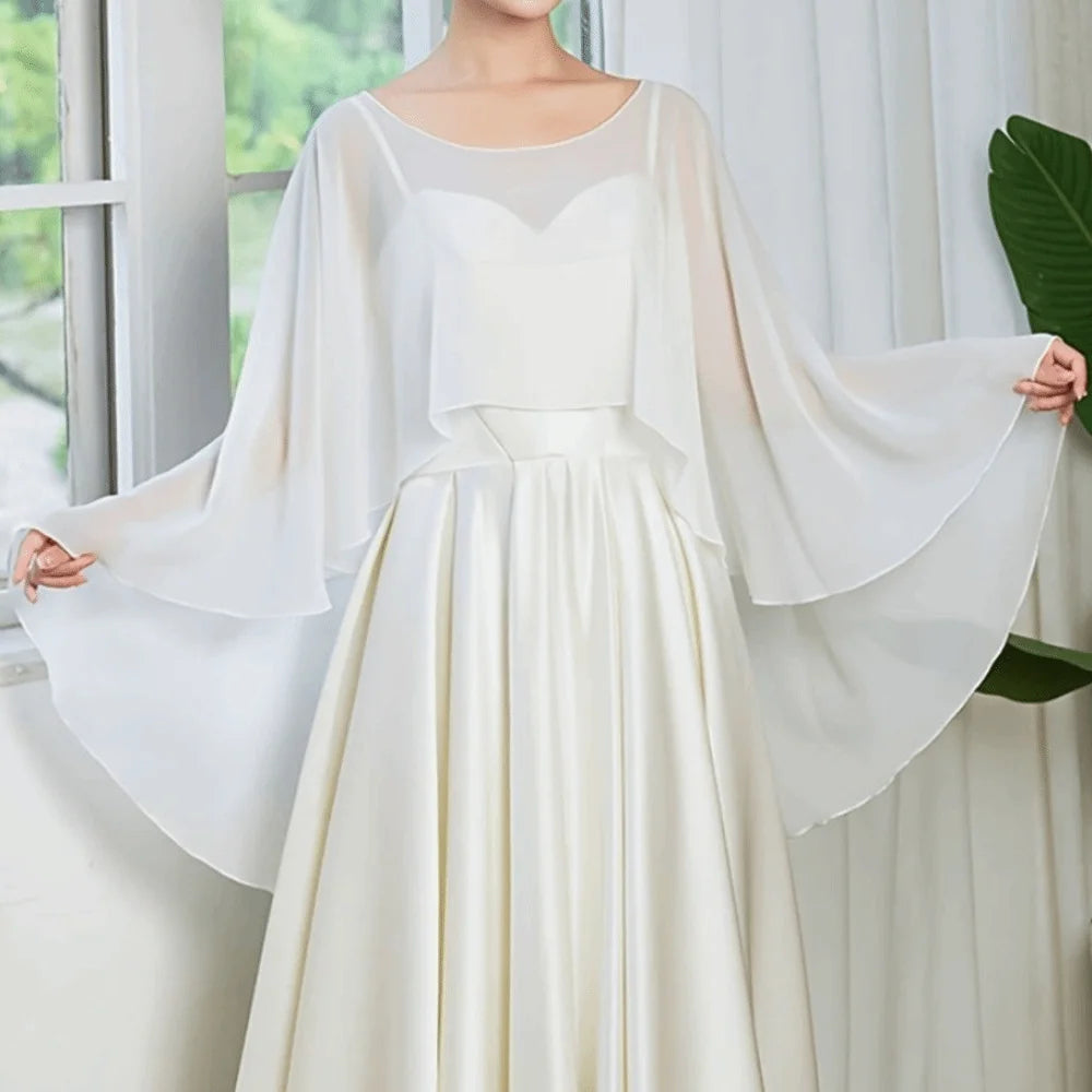 Solid Color Loose Fit Chiffon Cover Up Transparent Cloak Sheer Shawl Top Bohemian Elegant Chiffon Sunscreen Outerwear Party - Matrix Studios