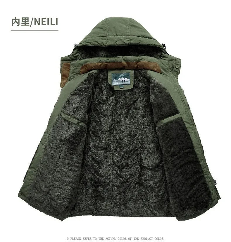 New Winter Men Hooded Parkas Casual Long Down Jackets Fleece Warm Tooling Jackets Good Quality Male Outdoors Winter Coats Size 5 - Matrix Studios