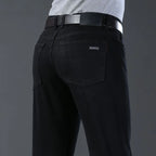 Men's classic high-end fashion versatile jeans, soft and slightly elastic black business denim pants, stylish upper body - Matrix Studios
