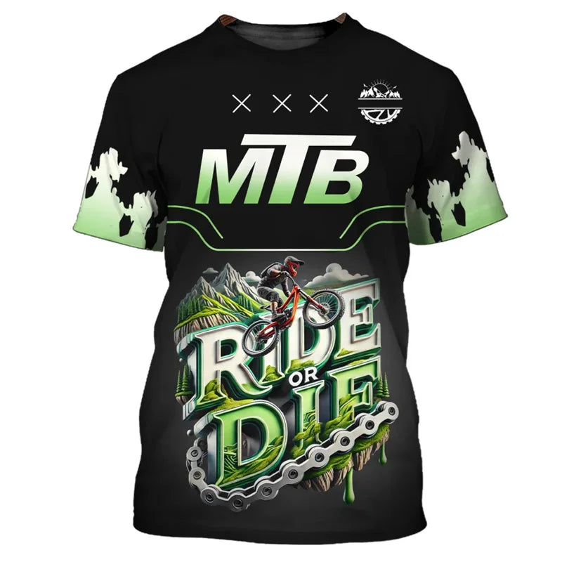 Mountain Bike Graphic T-shirt Men Custom Name Cycling T Shirts Sports Bicycle Short Sleeve Tops Summer Round Neck Tee Shirt - Matrix Studios