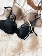 Sexy Hollow Front Buckle Bra Women Underwear Set French Lace Thin Cup Bralette Comfort Gather Push Up Bra and Panties Lingerie - Matrix-studios.com