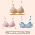 3PCS Ultra-Thin Breathable Ice Silk Bras Women's Seamless Back Halter Vest Wrap Bras Chest Gather Together Light Breathable Tops - Matrix Studios