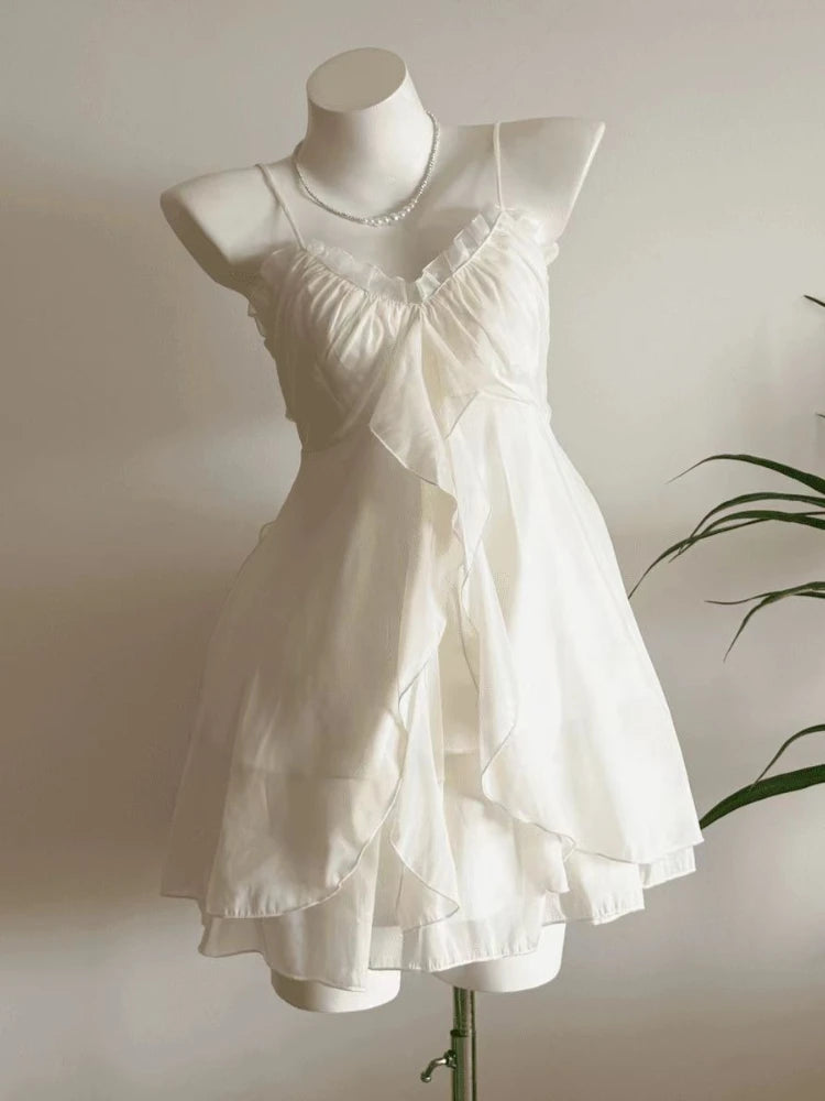 Casual Beach Style 2 Piece Skirt Sets Women Y2k Crop Top Vest + Mini Skirts Sweet Elegant Kawaii Vintage Suits Korean Fashion - Matrix-studios.com