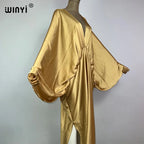 WINYI monochrome elegant Swimsuit Cover Up Women Beach Dress V-neck Dresses Summer Woman Clothes fashion Robe long down dress - Matrix Studios