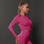2Pcs Women Sets Energy Seamless Gym Suits Bubble Butt Sports Pants+Long Sleeve Shirts Push Up Running Sets Tracksuits Tights Set - Matrix-studios.com
