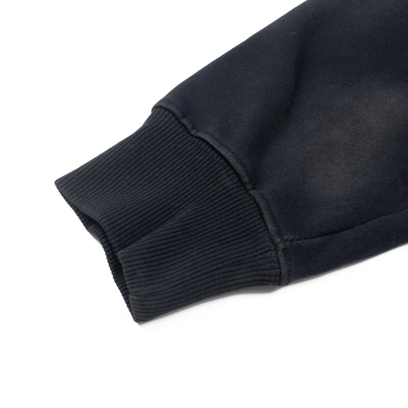 2XL SATOSHI Hoodie Vintage Distressed Washed Black Classic Letter Print Rainbow Nail Bead Hood Sweatshirts Men Women Streetwear - Matrix-studios.com
