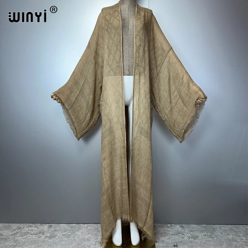 WINYI High Quality Comfortable Women Soft Cardigan Loose Dress Party Boho Maxi Beach Holiday Swimming Cover Ups Africa Kimono - Matrix Studios