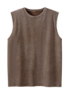 Men's Washed Sleeveless Tank Top 230G Heavyweight 100% Cotton Vintage Oversized Casual Summer Streetwear Shirt Vest - Matrix Studios