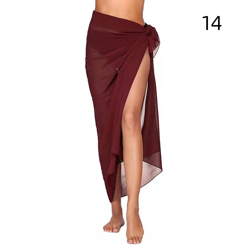 Summer Sexy Beach Skirts Women Beach Wear Chiffon Beach Wrap Skirt Towel Long Sarong Cover Up Sexy Bikini Scarf - Matrix Studios