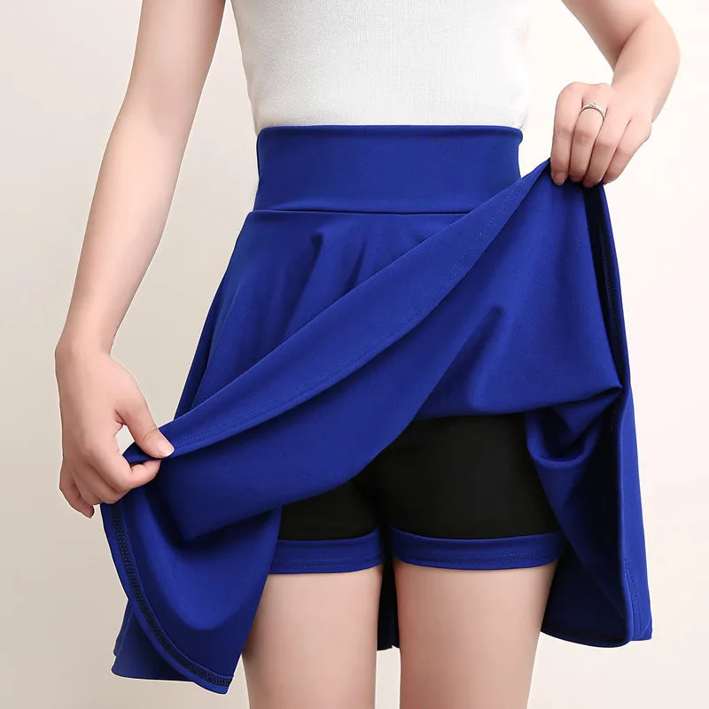 2025 Flared Skirts Women's Basic Shorts Skirt Fashion Versatile Black Casual Mini Skater Medium Pleated Fluffy Skirt Plus Size - Matrix-studios.com