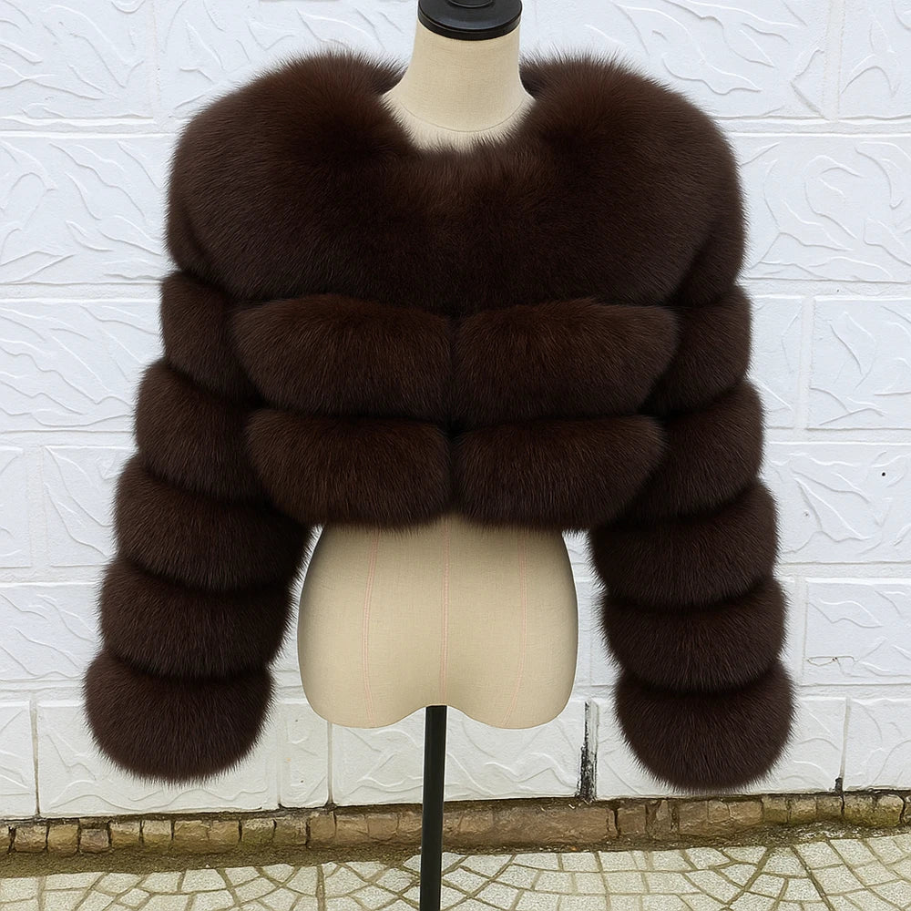 QUEENTINA Real Fox Fur Coat 30cm Women'S New Fashion Winter Leather And Skin White Clothing Natural New In Coats & Jackets - Matrix Studios