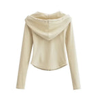 Lucyever Cropped Hooded Zip-Up Jacket Women Autumn New Slim Long Sleeve Y2K Sweatshirts Female Solid Streetwear Sports Hoodies - Matrix Studios