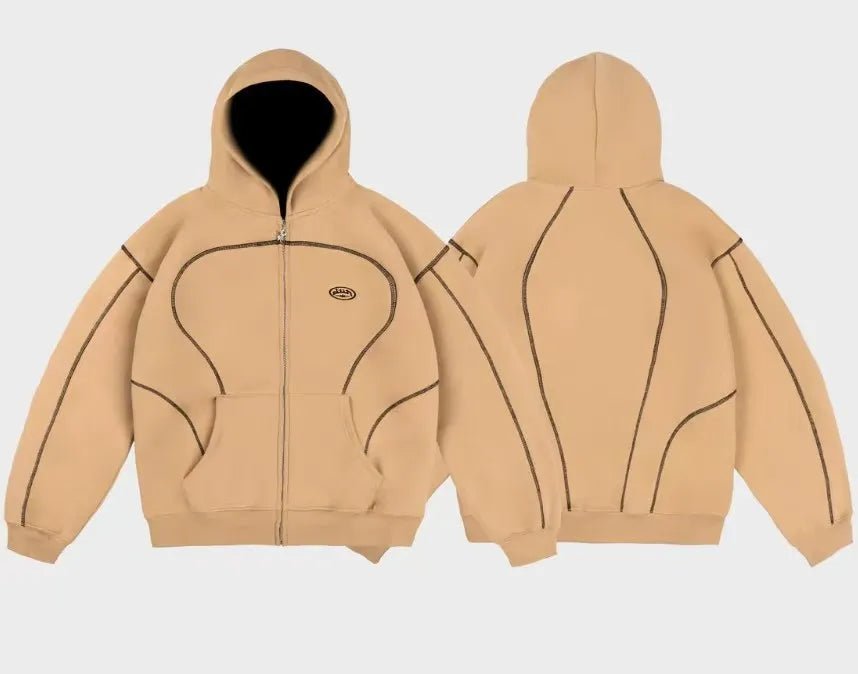 European and American fashion brand top personality line men hoodie high street trend casual sports suit couple loose clothing
