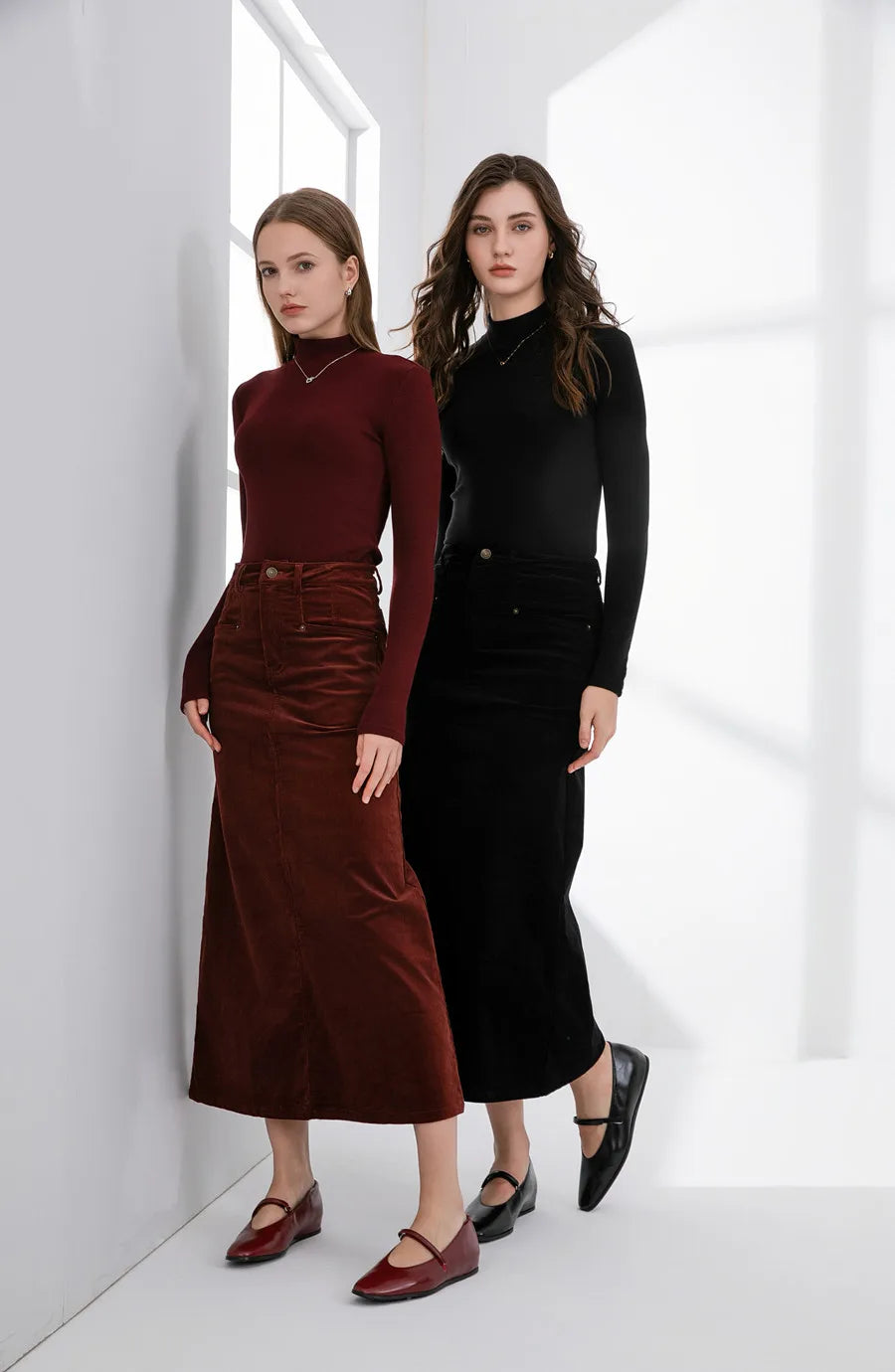 AS 2024 Retro corduroy skirt a little stretch + soft super high stretch closed-fit basic tops  (ship out in 1 day) - Matrix-studios.com