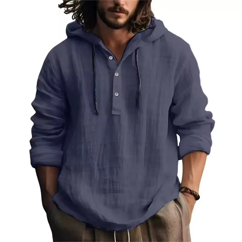 2024 New Men's Casual Blouse Cotton Linen Shirt Loose Tops Long Sleeve Tee Shirt Spring Autumn Casual Men's Shirts - Matrix Studios
