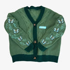 Butterfly Knitted Cardigan Women Dark Green Cardigans with Embroidery Winter Letter Patch Oversized Sweaters Tops Folklore Girl - Matrix Studios