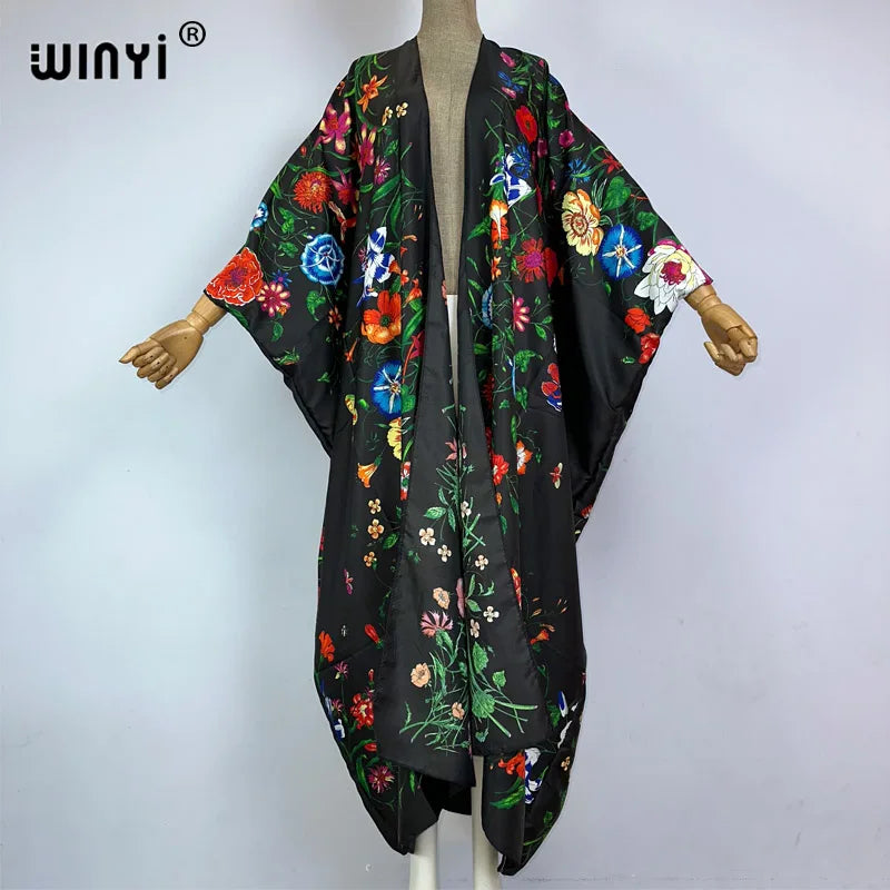 WINYI Kimono Africa Summer Boho Print Beach Outfits for Women Cover-Up Long Coat Elegant Coat Beach Outfits for Women Maxi Dress - Matrix Studios