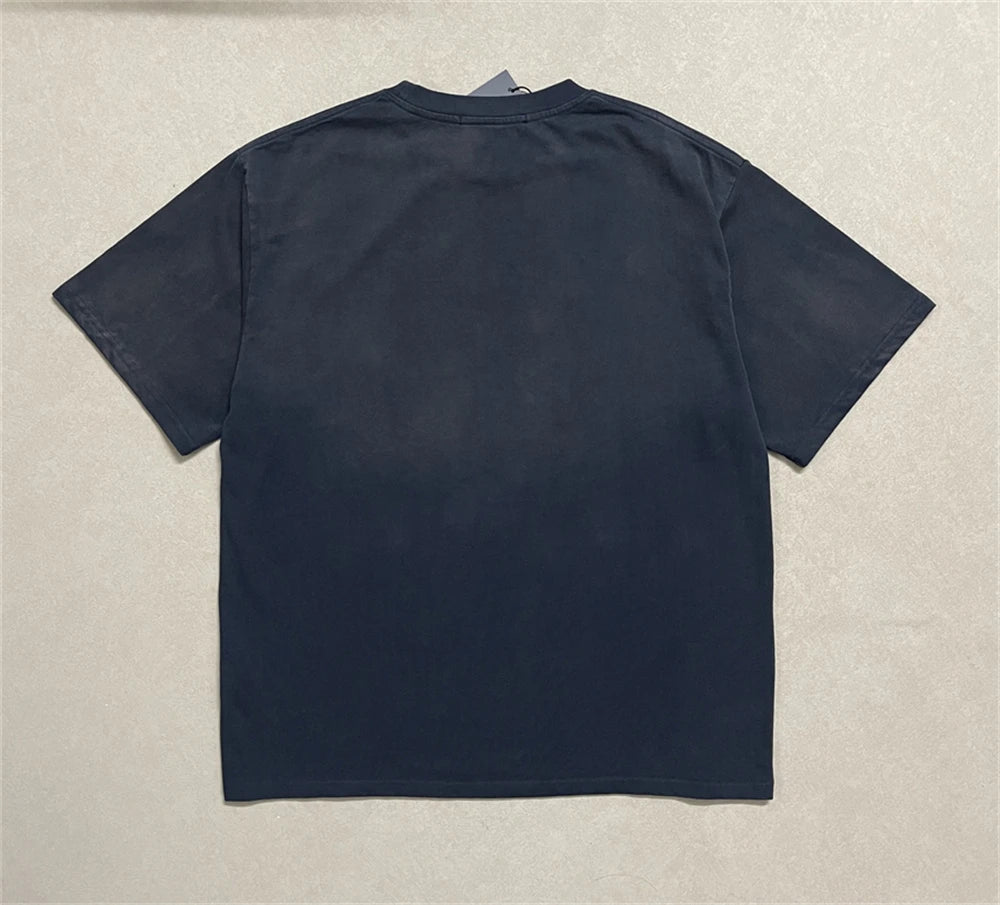 Summer Satoshi SS26 American Vintage Letter Printed Fashion Round Neck Washed Short Sleeve High Street Loose Oversize T-shirt - Matrix-studios.com