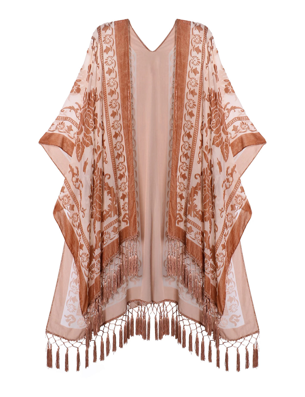 MJSERECA New Bohemian Burnt Plush Kimono for Woman Long Cardigan With tassel Beach Cover-up Casual Cardigan Shawl Chiffon Shirt - Matrix Studios