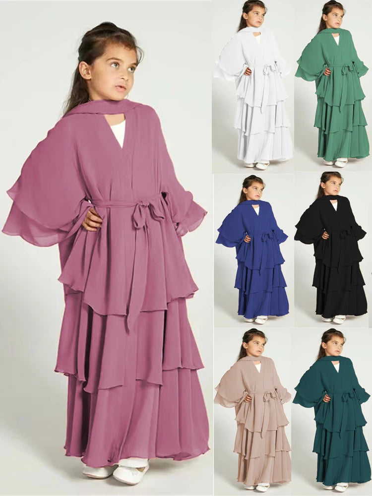 Ramadan Niqab Khimar Chiffon Kids Muslim Abaya Dubai Turkey Islam Dress Prayer Clothes For Women Kebaya Robe Femme Musulmane - Matrix-studios.com