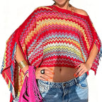 Combhasaki Women Knitwear Bikini Cover-up See-through Solid Off Shoulder Irregular Triangle Hem Loose Pullover Summer Beach Tops - Matrix Studios