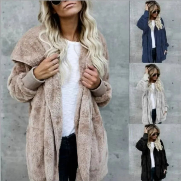 12 Colors Fleece Sweatshirt Long Cardigans Autumn Winter Female Long Sleeve Double Side Wear Flurry Loose Hoodie Coats Outwear - Matrix Studios