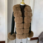 Women Knit Faux Fur Cardigan Spring Autumn Elegant Ladies Fashion Faux Fur Coat Knitted Sweater with Fake Fox Fur Collar - Matrix Studios