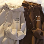 Men's Smiling Face Funny Fashion Couple Hooded Sweater American Heavyweight Loose Thickened Cashmere Boys' Hoodie Pullover Top - Matrix Studios