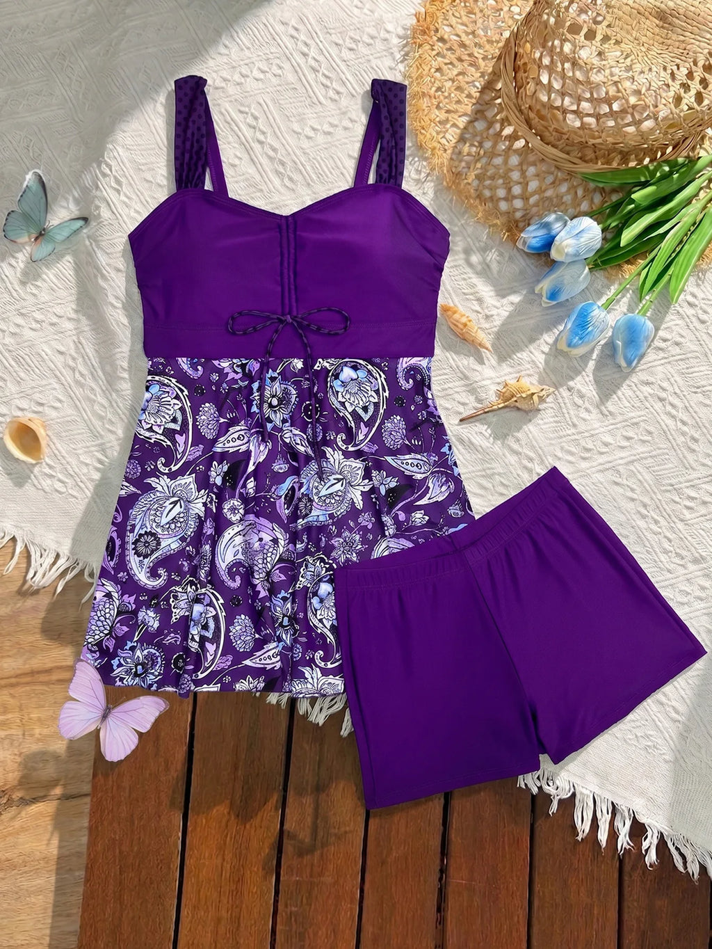 Black Dots Print Tankini Set 2026 New Two Pieces Swimsuits Plus Size Swimwear Women Bathing Suits Beachwear Bikini Swimdress - Matrix-studios.com