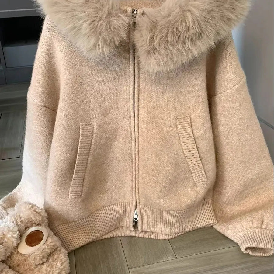 Big Cllar Sweater Cardigan Jacket for Women, The Latest Autumn / Winter Loose Fit Slimming Knit Sweater for 2025 - Matrix Studios