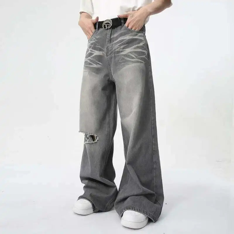 IEFB Summer Men's Wear New Jeans Straight Wide Leg Denim Pants Casual Loose Contrast Color Male Bottoms Clothing 2026 9C5977 - Matrix Studios