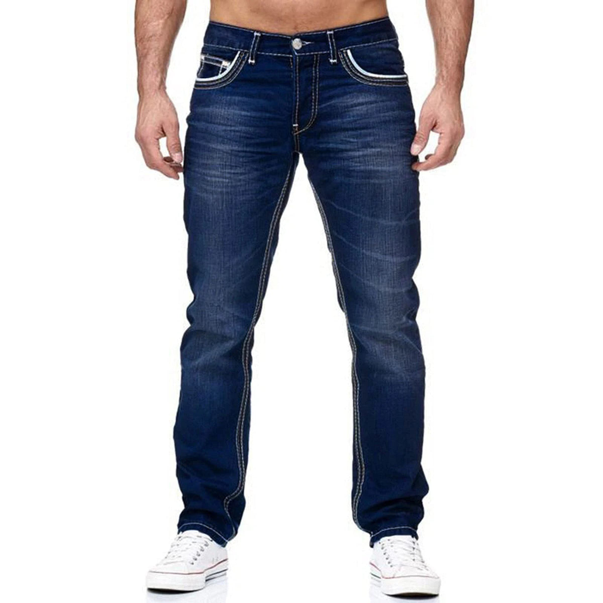 Straight Jeans Men Washed no hole Jean Spring Summer Boyfriend Jeans Streetwear Loose Cacual Designer Long Denim Pants Trousers - Matrix Studios
