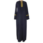 Muslim Abaya Ethnic Style Print Islam Abaya Dress Solid Color Loose Casual Robe Femme Musulman for Middle East Arabia - Matrix-studios.com