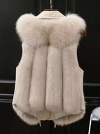 Faux Fur Plush Vests Women Loose Sleeveless Waistcoats Female 2024 New Autumn Winter Fashion Outwears Lady PU Leather Fur Vest - Matrix Studios