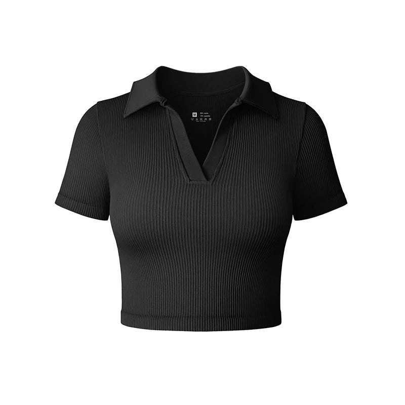 Women's T Shirt Sexy Short Sleeved Polo Shirt Casual Sports Tennis Shirt Tight Fit Fitness Yoga Top Ladies Top - Matrix-studios.com