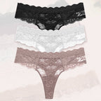 3Pcs Lace Sexy Thongs Women Low-Rise Briefs Sexy Soft Ladies Underwear Trendy Floral Underpants Female Flowery Panty Lingerie - Matrix Studios
