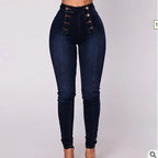 Denim Pencil Pants Women Vintage Jeans High Waist Washed Double Breasted Pockets Basics Ankle Length Trousers 2025 Streetwear - Matrix-studios.com