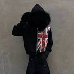 Retro Y2K Ins Fur Collar Printed Zipper Sweatshirt Long Sleeved Pullover Hoodie Street Trend Casual Retro Jacket - Matrix Studios