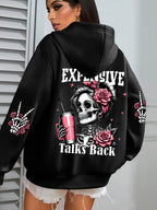 Expensive Talks Back Funny Printing Womens Hoodie Loose Multicolor Pullovers Fleece Autumn Sportswear Casual Pocket Hoody - Matrix Studios