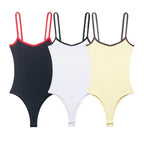 Women's Bodysuit 2026 New Fashion Spring Summer Color-block Trim Jumpsuit for Women Chic Personality Spaghetti Strap Bodysuit - Matrix Studios
