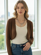 2026 Spring Summer Women Crop Tops Sun-Proof Cardigans Korean Sweater Fashion Thin Short Solid Knitted Long Sleeve Cardigan - Matrix Studios