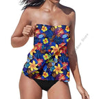 Strapless Tankini Swimsuits for Women 2 Piece Bathing Suits Bandeau Blouson Swim Top with Bottom - Matrix-studios.com