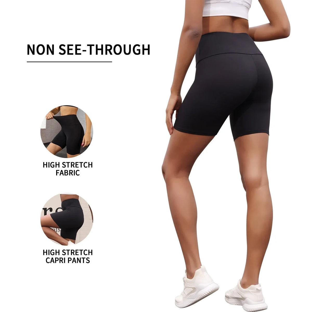Women's High Waisted Biker Shorts Super Soft Tummy Control No See Through Workout Yoga Running Athletic Push Up Gym Fitness - Matrix Studios