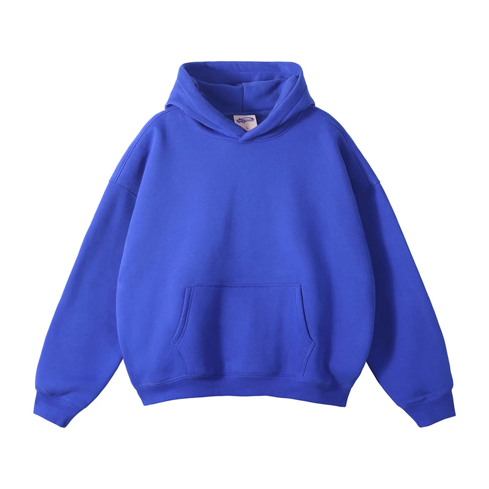 ZODF New Thick 350gsm Fleece Hooded Hoodies For Men Unisex Winter Oversized Loose Basic Solid Sweatshirts Pullovers Coats HY0631 - Matrix Studios