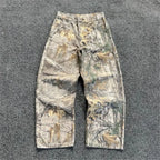 Men's Branch Camouflage Jeans American Style Old Washed Wide Leg Retro Loose Fashion Trend Street Straight Jeans Camo Pants Y2K - Matrix Studios