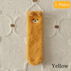 Cute Bear Winter Socks Women's Thickened Plush Warm Comfortable Sleeping Sock Cute Cartoon Lovely Floor Socks Mid Tube Socks - Matrix Studios