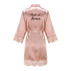 Bridesmaid Robes Rose Gold Bride Robe Wedding Bridesmaid Gift Satin Lace Robe Bridal Dressing Gown Bachelorette Party Pajamas - Matrix-studios.com