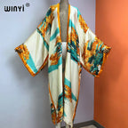 WINYI Summer New Fashion Print Women Cardigan Loose Long Dress Elegant Party Boho Maxi Beach Holiday Cover Up Kimonos Kaftan - Matrix Studios